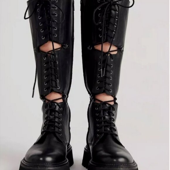 New Free People Leather Miller Knee High Boots Size 6.5 - Picture 2 of 8